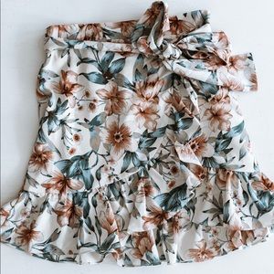 J.O.A. Ruffle Skirt with Waist Tie